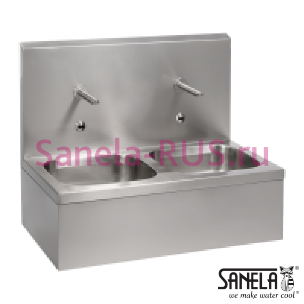 Нержавеющая двойная мойка с автоматическими кранами SLUN 07E