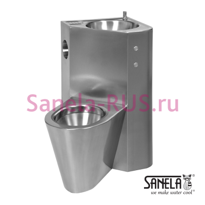 Угловой унитаз налево с умывальником и пьезо кнопками SLWN 18ZLP арт: 94188 Sanela Чехия (фото, схема)